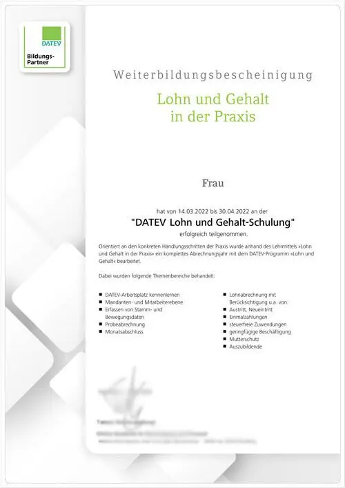 Zertifikat Lohnbuchhaltung