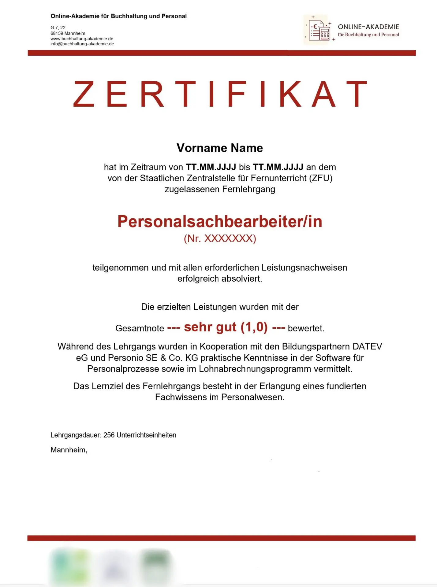 Zertifikat Lohnbuchhaltung