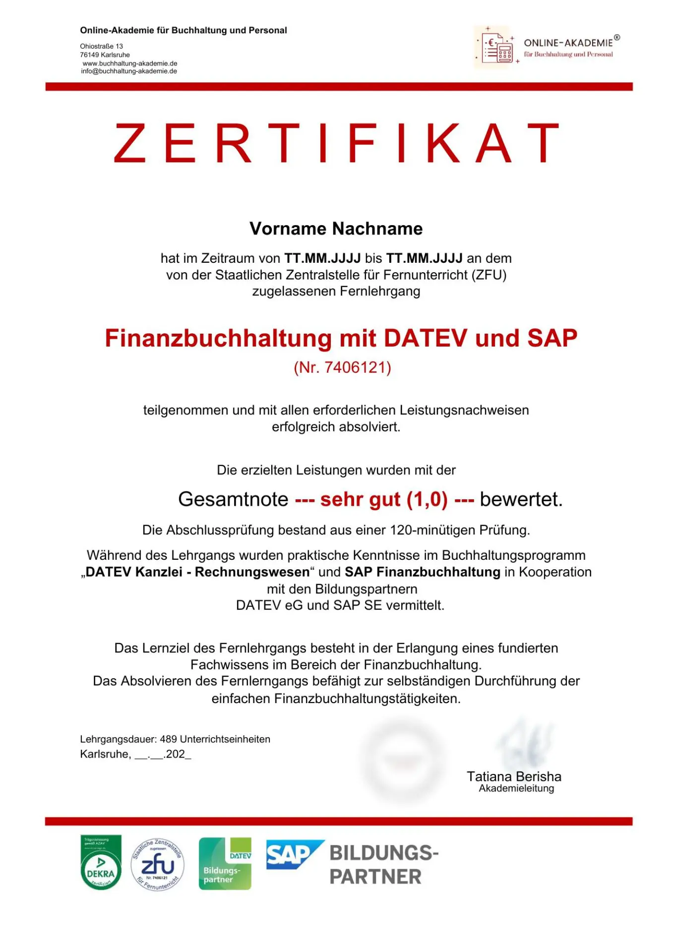 Finanzbuchhaltung Zertifikat