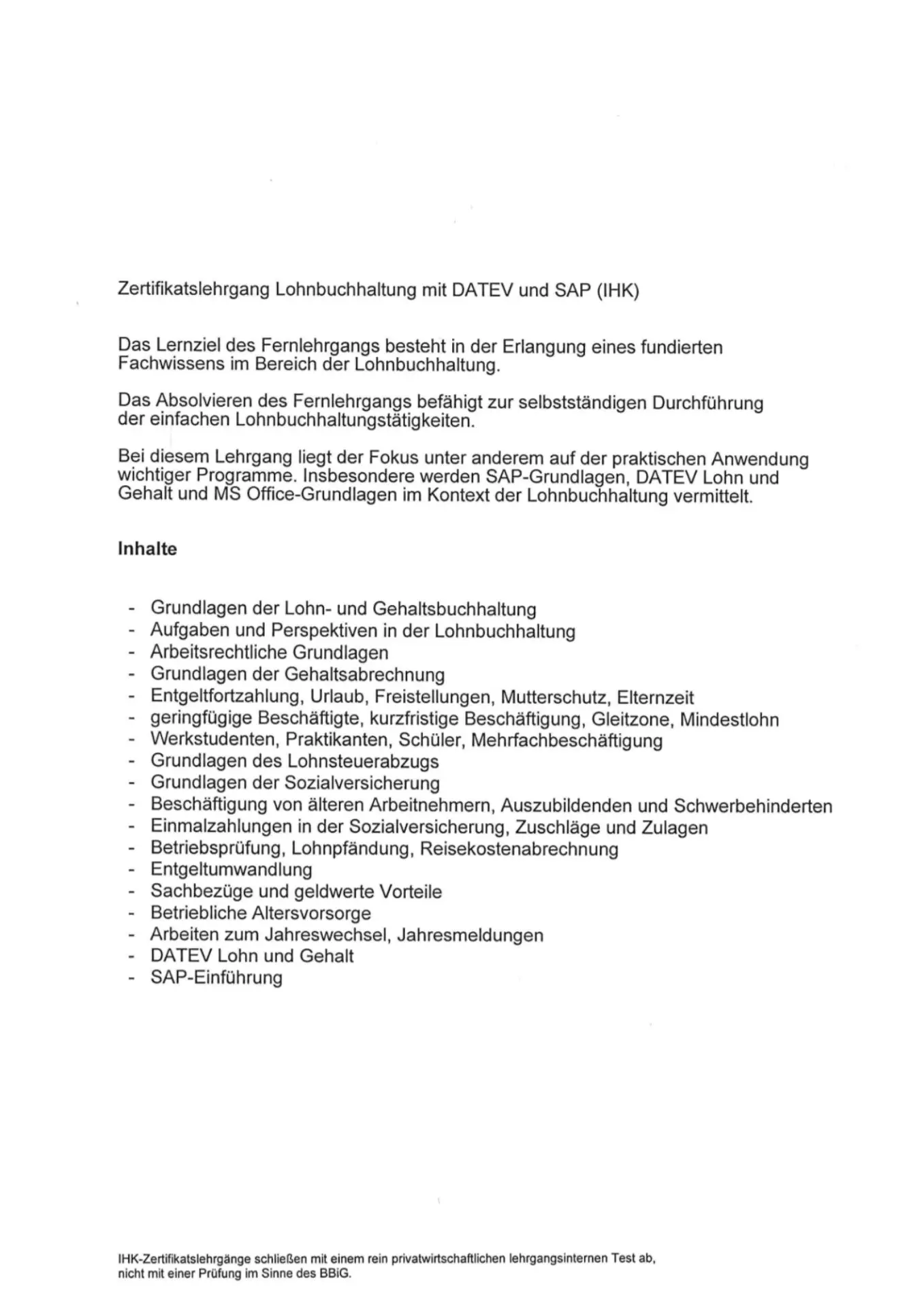 Zertifikat Lohnbuchhaltung
