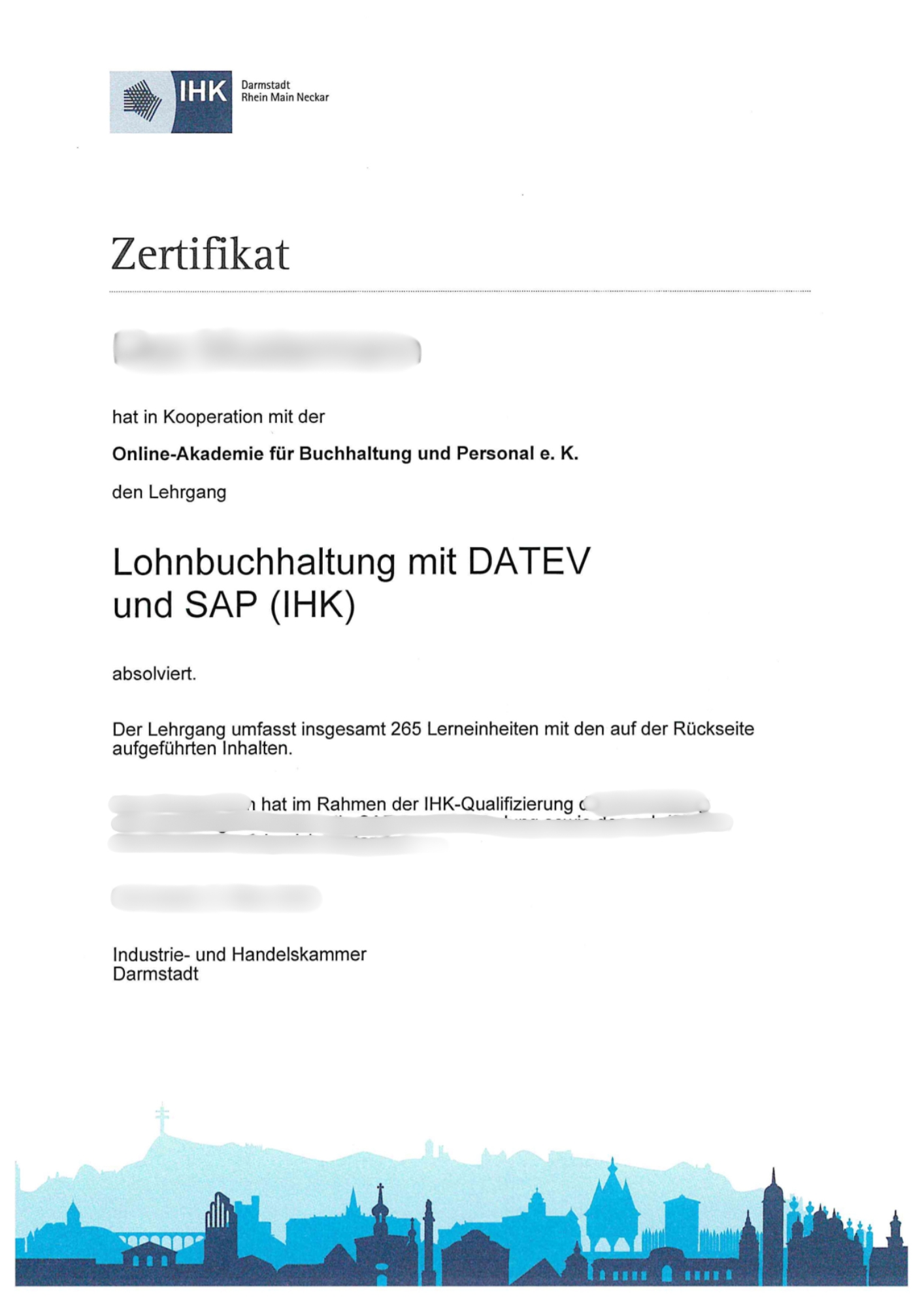 IHK Zertifikat Lohnbuchhaltung
