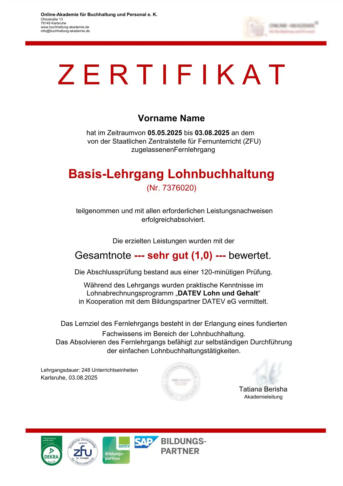 Zertifikat Lobu